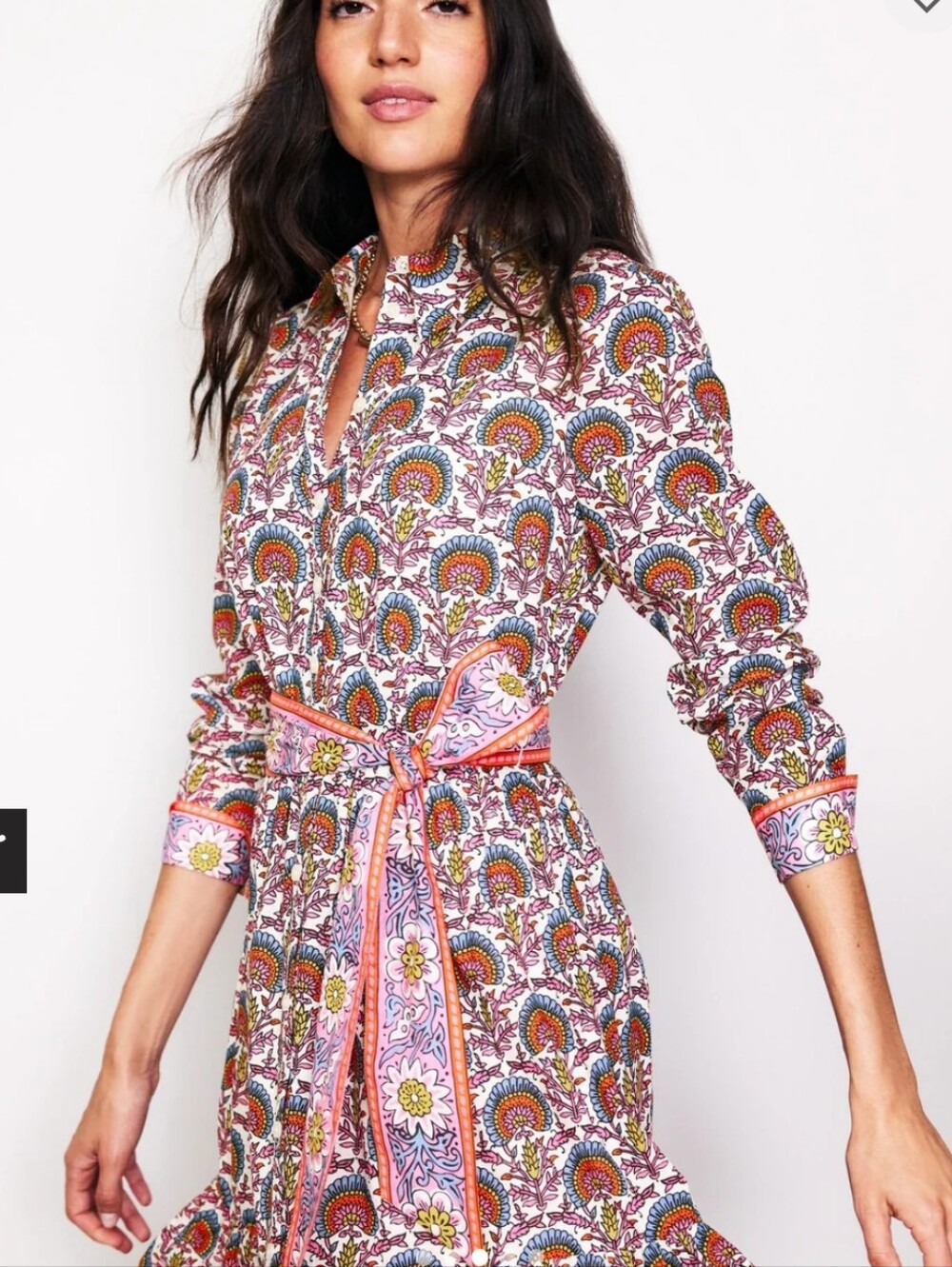 Boden Cotton Flo Cotton Midi Shirt Dress Passion Bud Size 8 - Picture 2 of 11